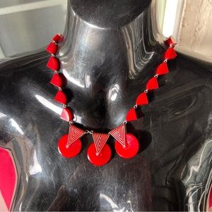 Rare Vintage Antique Lipstick Red Tested Bakelite Art Deco Ensmek Necklace